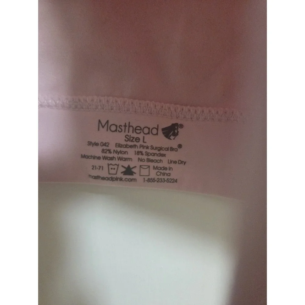 Masthead Elizabeth Pink Surgical Recovery Compression Bra L Front Closure Post